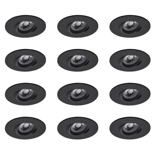 12 Pack Round 3 inch Black LED Recessed Downlight – 4000K, Dimmable, IC & Wet Location Rated, 36° Beam, 5-Year Warranty