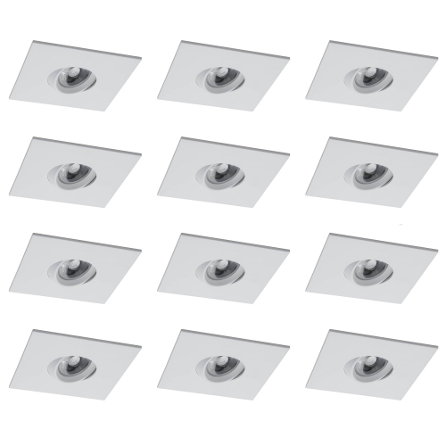 12 Pack White Square 4 Inch LED Recessed Downlight – 4000K, Dimmable, IC & Wet Location Rated, 36° Beam, 5-Year Warranty