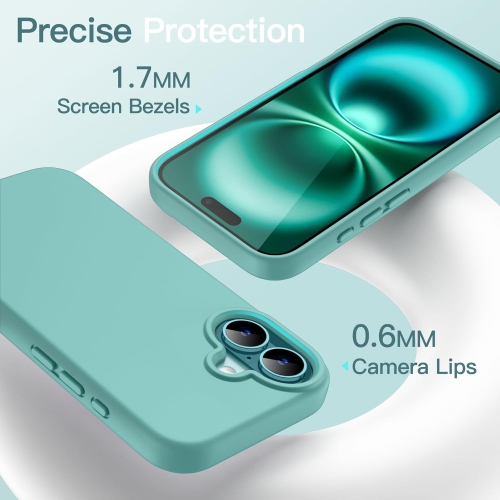 Liquid Silicone Case for iPhone 16 6.1-Inch, Silky Soft Touch Full-Body Protective Phone Case, Anti-Scratch Shockproof Cover with Microfiber Lining