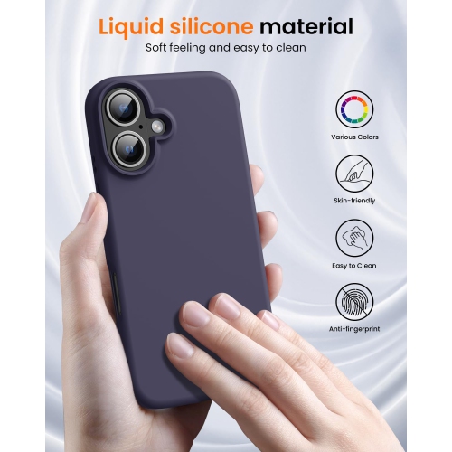 Liquid Silicone Case for iPhone 16 6.1-Inch, Silky Soft Touch Full-Body Protective Phone Case, Anti-Scratch Shockproof Cover with Microfiber Lining