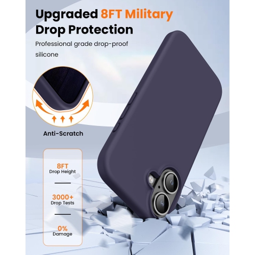 Liquid Silicone Case for iPhone 16 6.1-Inch, Silky Soft Touch Full-Body Protective Phone Case, Anti-Scratch Shockproof Cover with Microfiber Lining