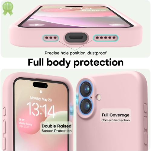 Liquid Silicone Case for iPhone 16 6.1-Inch, Silky Soft Touch Full-Body Protective Phone Case, Anti-Scratch Shockproof Cover with Microfiber Lining