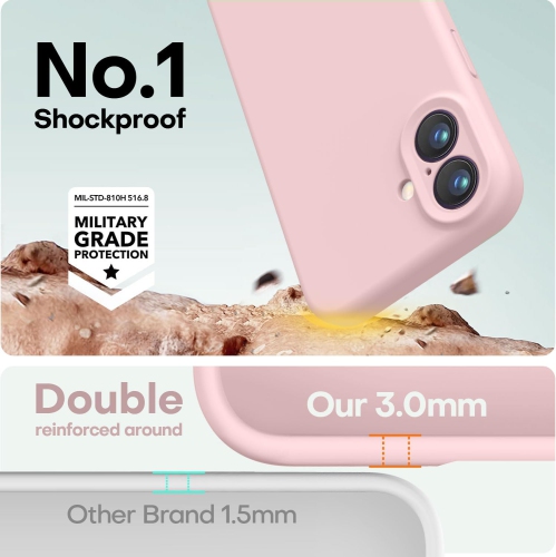 Liquid Silicone Case for iPhone 16 6.1-Inch, Silky Soft Touch Full-Body Protective Phone Case, Anti-Scratch Shockproof Cover with Microfiber Lining