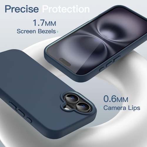 Liquid Silicone Case for iPhone 16 6.1-Inch, Silky Soft Touch Full-Body Protective Phone Case, Anti-Scratch Shockproof Cover with Microfiber Lining
