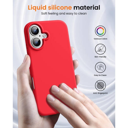 Liquid Silicone Case for iPhone 16 6.1-Inch, Silky Soft Touch Full-Body Protective Phone Case, Anti-Scratch Shockproof Cover with Microfiber Lining