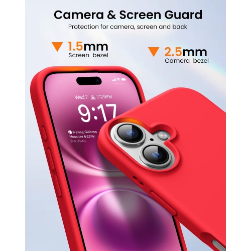 Liquid Silicone Case for iPhone 16 6.1-Inch, Silky Soft Touch Full-Body Protective Phone Case, Anti-Scratch Shockproof Cover with Microfiber Lining