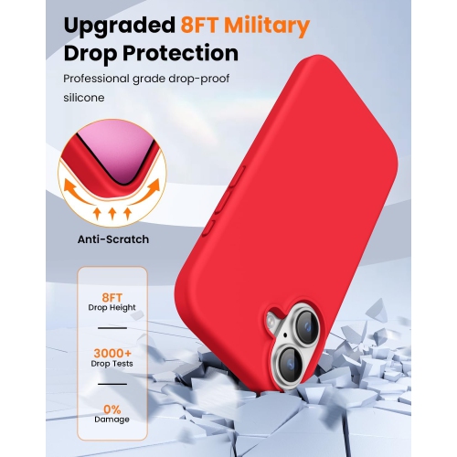 Liquid Silicone Case for iPhone 16 6.1-Inch, Silky Soft Touch Full-Body Protective Phone Case, Anti-Scratch Shockproof Cover with Microfiber Lining