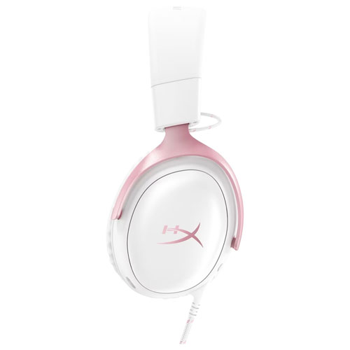 Casque de jeu avec fil Cloud III de HyperX - Blanc/Rose