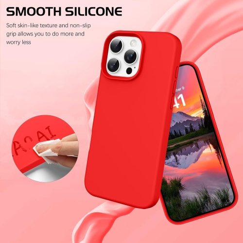 Liquid Silicone Case for iPhone 16 Pro Max, Silky Soft Touch Full-Body Protective Phone Case, Anti-Scratch Shockproof Cover with Microfiber Lining