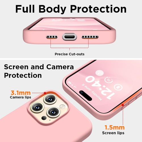 Liquid Silicone Case for iPhone 16 Pro Max, Silky Soft Touch Full-Body Protective Phone Case, Anti-Scratch Shockproof Cover with Microfiber Lining