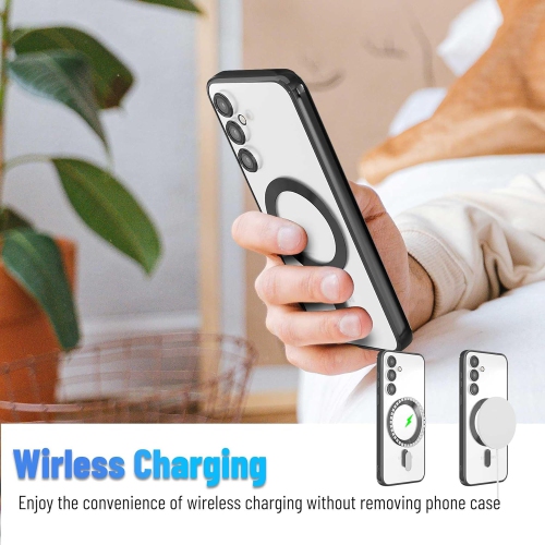 [CS] Étui de chargement magnétique sans fil hybride MagSafe Couvercle arrière pour Galaxy S24 FE de Samsung, rouge