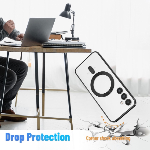 [CS] Étui de chargement magnétique sans fil hybride MagSafe Couvercle arrière pour Galaxy S24 FE de Samsung, noir