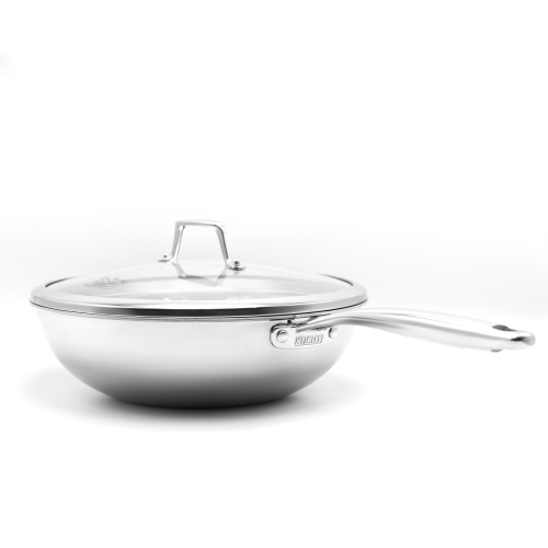 KUCHT Culinary Professional 3-Ply Stainless Steel Wok with Lid