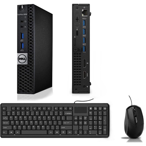 (Refurbished Excellent) Dell 5050 Micro PC i5-7600T 16GB 256GB SSD Windows 11 Pro with WiFi, Bluetooth, Keyboard, and Mouse