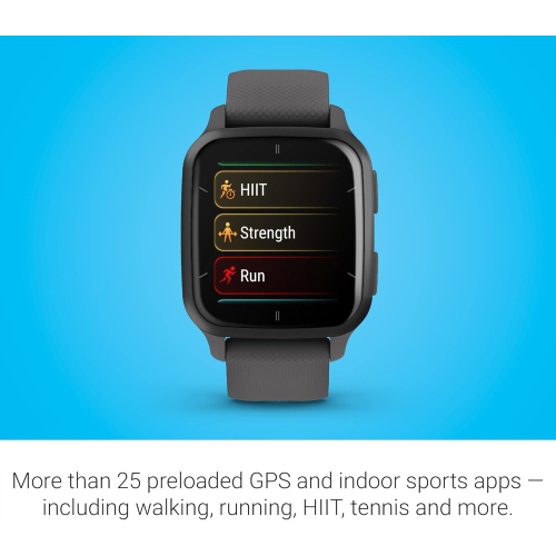 Montre intelligente GPS Venu Sq 2 de Garmin, suivi de l'état de santé toute la journée, autonomie prolongée, écran AMOLED, ardoise