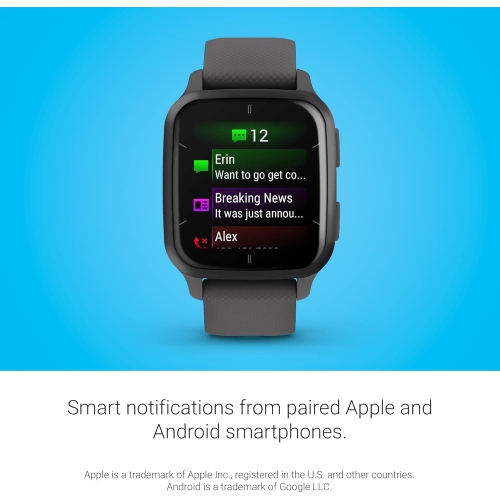 Montre intelligente GPS Venu Sq 2 de Garmin, suivi de l'état de santé toute la journée, autonomie prolongée, écran AMOLED, ardoise