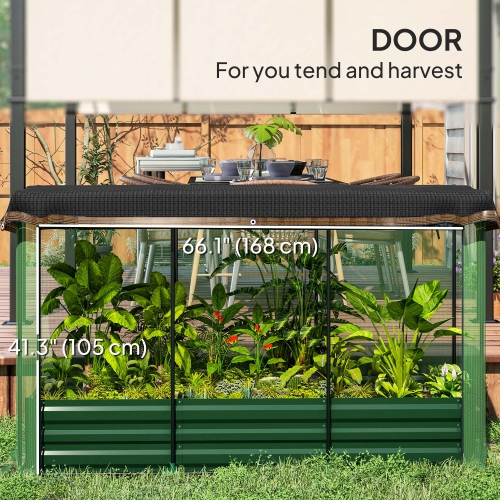Outsunny 6.1 x 2.1ft Galvanized Raised Garden Bed with Cover, Metal Planter Box with Crop Cage Plant Protection Net and Shade Cloth, for Vegetables,