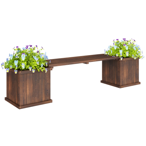 Outsunny – Jardinière en bois avec banc et jardin surélevé pour parc de jardin, 69,25 x 15 x 15,75&nbsp;po, gazéifié