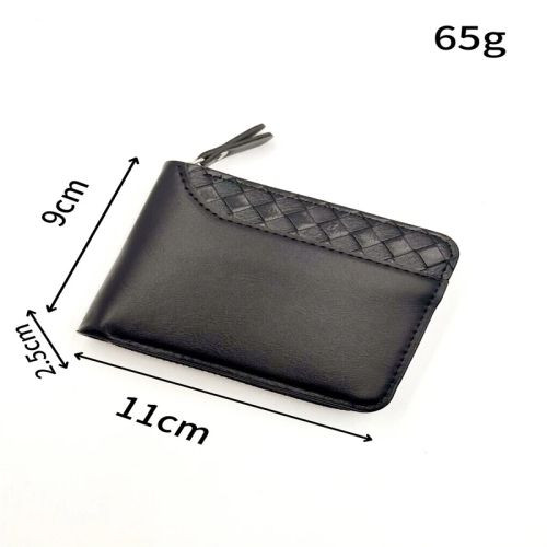 Leather Men’s Wallet Luxury Mens Purse Male Zipper Card Holders with Coin Pocket Rfid Wallets Gifts for Men Money Bag - Black