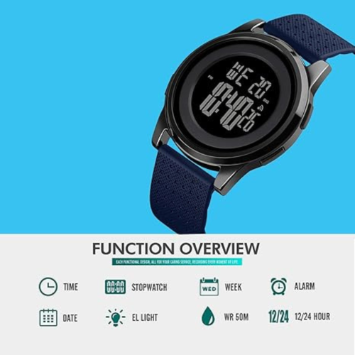 Mens Watch Ultra-Thin Digital Sports Watch Simple Waterproof Stainless Steel Fashion Wrist Watch for Men Women