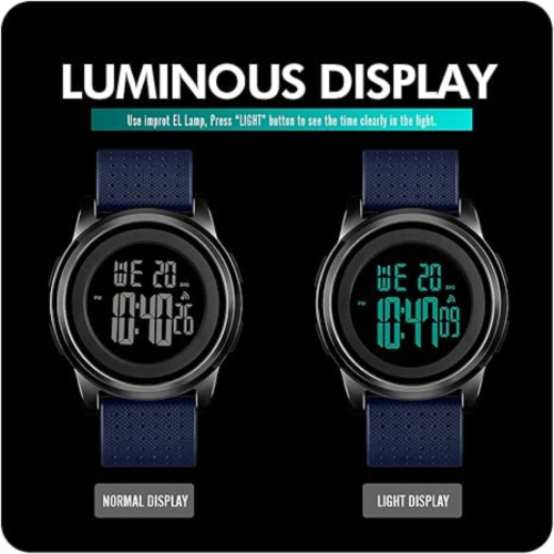 Mens Watch Ultra-Thin Digital Sports Watch Simple Waterproof Stainless Steel Fashion Wrist Watch for Men Women