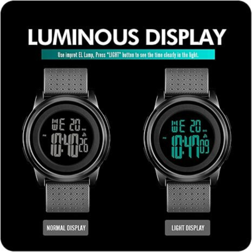Mens Watch Ultra-Thin Digital Sports Watch Simple Waterproof Stainless Steel Fashion Wrist Watch for Men Women