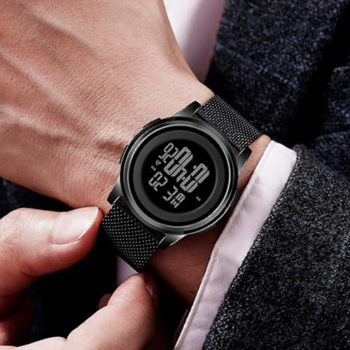 Mens Watch Ultra-Thin Digital Sports Watch Simple Waterproof Stainless Steel Fashion Wrist Watch for Men Women