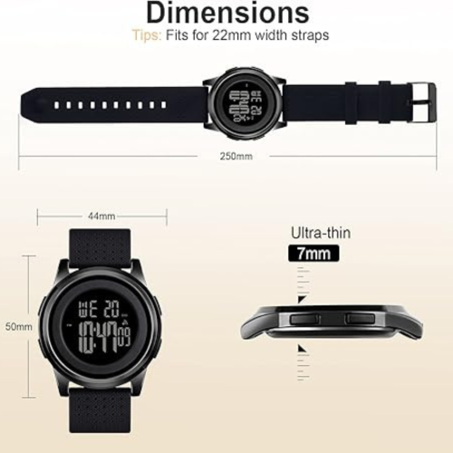 Mens Watch Ultra-Thin Digital Sports Watch Simple Waterproof Stainless Steel Fashion Wrist Watch for Men Women