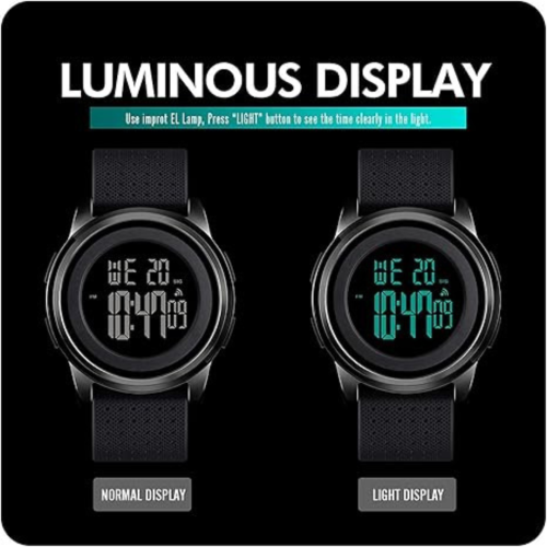 Mens Watch Ultra-Thin Digital Sports Watch Simple Waterproof Stainless Steel Fashion Wrist Watch for Men Women