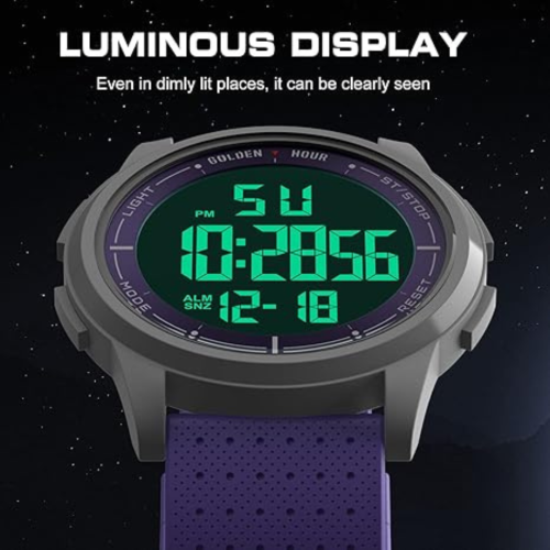 GOLDEN HOUR Ultra-Thin Minimalist Sports Waterproof Digital Watches Men with Wide-Angle Display Rubber Strap Wrist Watch for Men Women