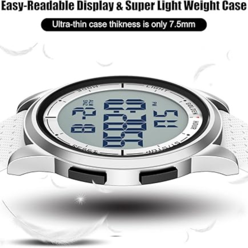 GOLDEN HOUR Ultra-Thin Minimalist Sports Waterproof Digital Watches Men with Wide-Angle Display Rubber Strap Wrist Watch for Men Women