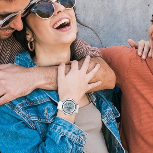 GOLDEN HOUR Ultra-Thin Minimalist Sports Waterproof Digital Watches Men with Wide-Angle Display Rubber Strap Wrist Watch for Men Women