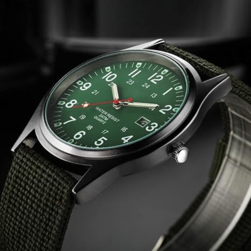 Men's Military Army Watch, Stainless Steel Nylon Strap Calendar Casual Sports Wrist Watch