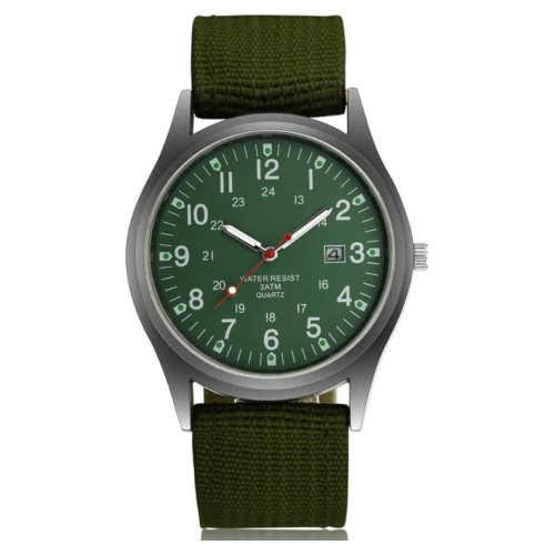 Men's Military Army Watch, Stainless Steel Nylon Strap Calendar Casual Sports Wrist Watch