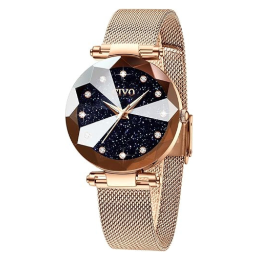 Womens Watch, Waterproof Ladies Watch, Analog Quartz Wrist Watches for Women Stainless Steel Mesh Strap Elegant Dress Designer Womens Watches Diamond