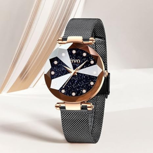 Womens Watch, Waterproof Ladies Watch, Analog Quartz Wrist Watches for Women Stainless Steel Mesh Strap Elegant Dress Designer Womens Watches Diamond