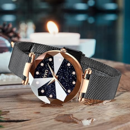 Womens Watch, Waterproof Ladies Watch, Analog Quartz Wrist Watches for Women Stainless Steel Mesh Strap Elegant Dress Designer Womens Watches Diamond