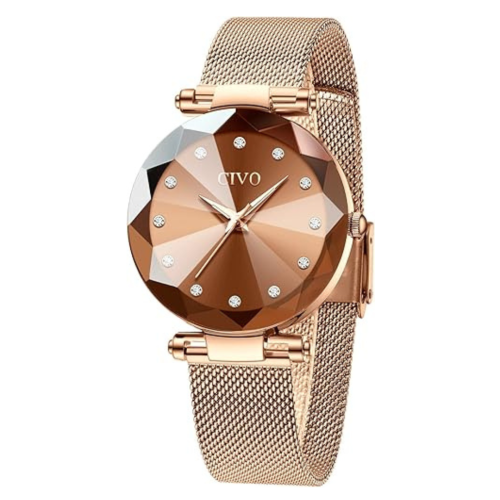 PRIME MADE  Womens Watch, Waterproof Ladies Watch, Analog Quartz Wrist Watches for Women Stainless Steel Mesh Strap Elegant Dress Designer Womens