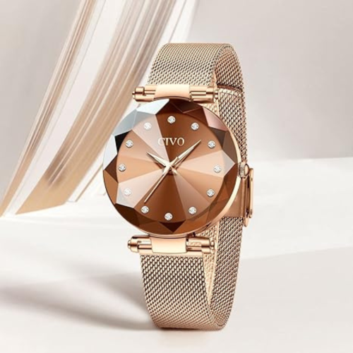 Womens Watch, Waterproof Ladies Watch, Analog Quartz Wrist Watches for Women Stainless Steel Mesh Strap Elegant Dress Designer Womens Watches Diamond