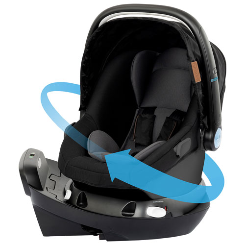 Système de voyage Shyft Intuiti d'Evenflo avec siège d'auto pour bébé Revolve180 LiteMax NXT SensorySoothe - Noir
