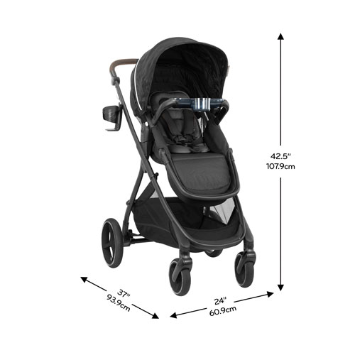 Système de voyage Shyft Intuiti d'Evenflo avec siège d'auto pour bébé Revolve180 LiteMax NXT SensorySoothe - Noir