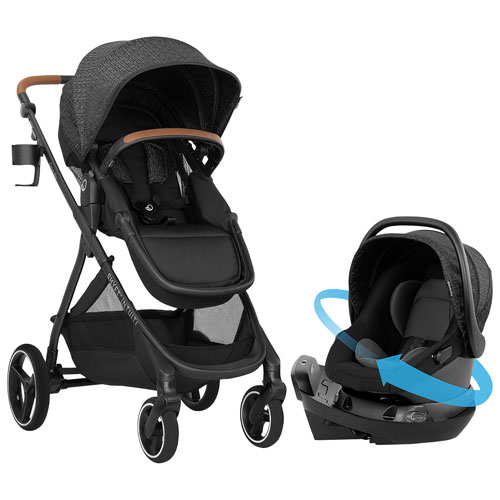 Image 1 of 15.. Evenflo Shyft Intuiti Travel System with Revolve180 LiteMax NXT Infant Car Seat - Black