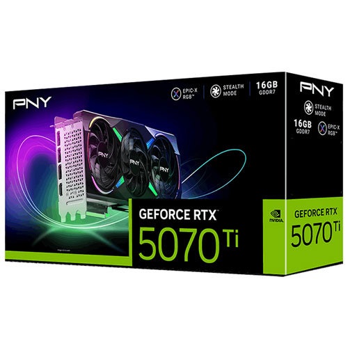 PNY GeForce RTX 5070 Ti ARGB Epic-X RGB OC Triple-Fan 16GB GDDR7 Video Card