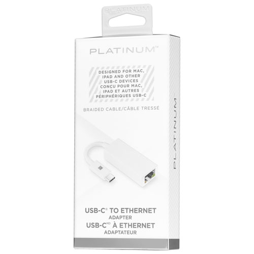 Adaptateur USB-C à Ethernet de Platinum boîte ouverte