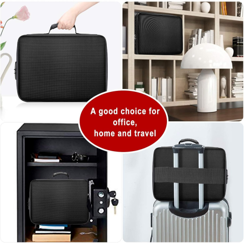 Document Bag with Lock,Fireproof 3-Layer File Storage Case with Water-Resistant Zipper,Document Safe Portable Travel Home Organizer Bag for