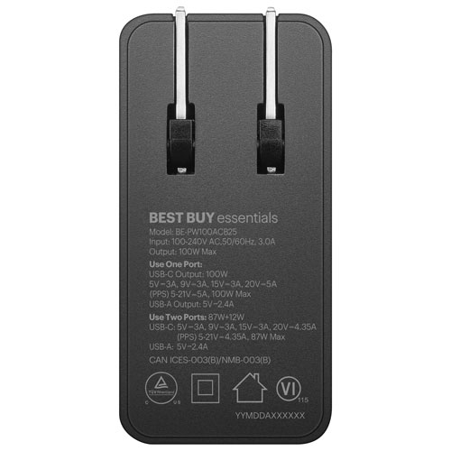Best Buy Essentials 100W USB-C/USB-A Wall Charger Kit - Only at Best Buy