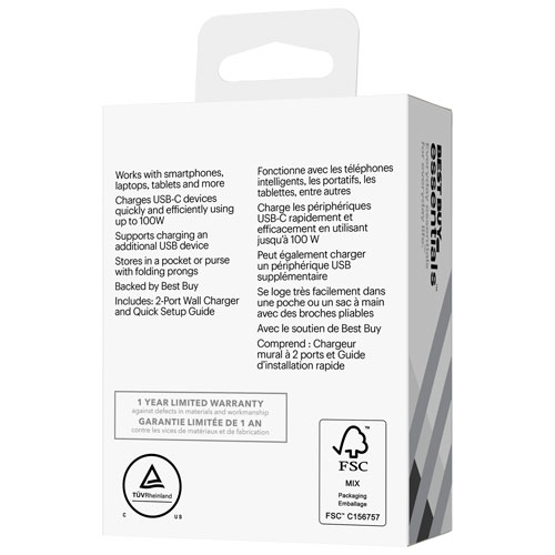 Best Buy Essentials 100W USB-C/USB-A Wall Charger Kit - Only at Best Buy