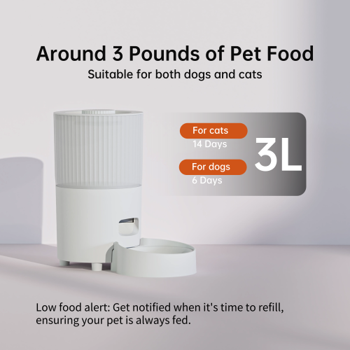 Automatic Cat Feeder, 3L Capacity Remote Control Timed Cat Feeder, Pet Food Dispenser Dog Feeding Station Dry Food Dispenser Smart Pet Feeder for Pet