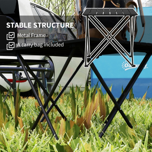 Table de camping pliante Outsunny de 22 po, table de pique-nique portative extérieure avec sac de transport, table pliable pour le camping,