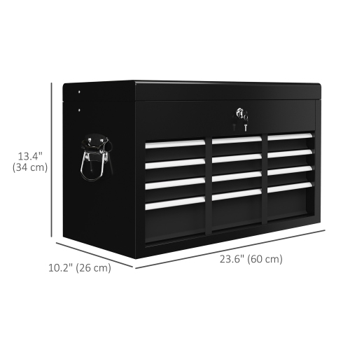 HOMCOM 6 Drawer Lockable Tool Box with Top Case, Ball Bearing Slides, 24" Portable Tool Chest for Garage, Household and Warehouse, Black